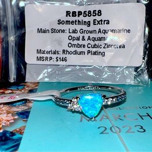 Aquamarine Opal Ring size 11
